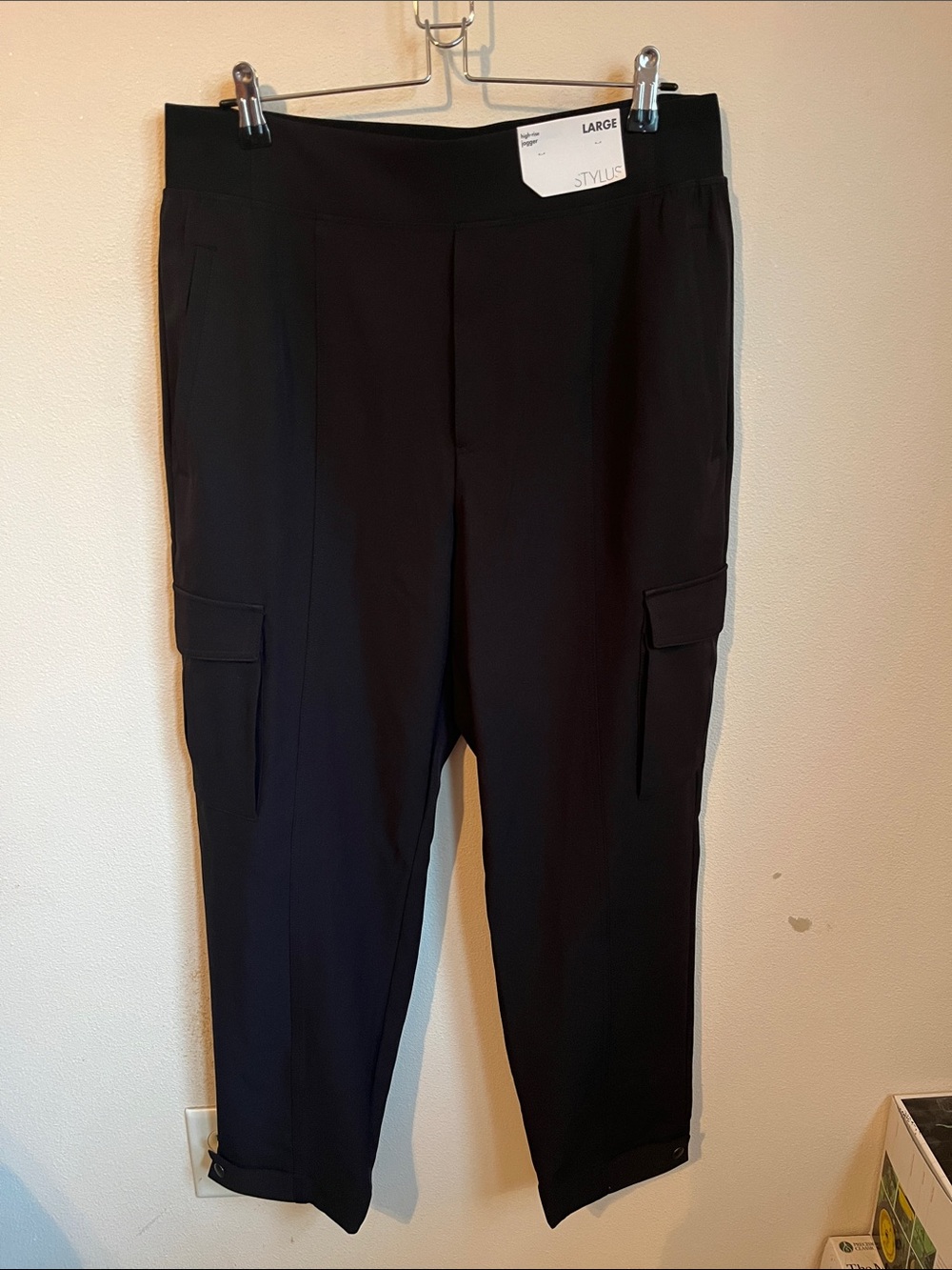 STYLUS Black Cargo Ankle Pants for Women - Pull-On Style